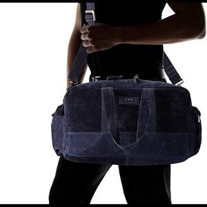 John Varvatos corduroy blue weekender duffle bag